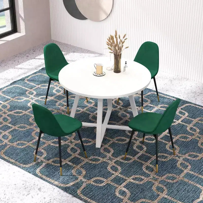 Ensemble de salle à manger rond 5 pièces Roundhill Furniture Evatt, table ronde en bois avec 4 chaises