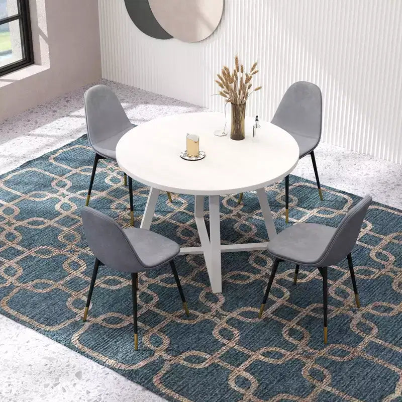 Ensemble de salle à manger rond 5 pièces Roundhill Furniture Evatt, table ronde en bois avec 4 chaises