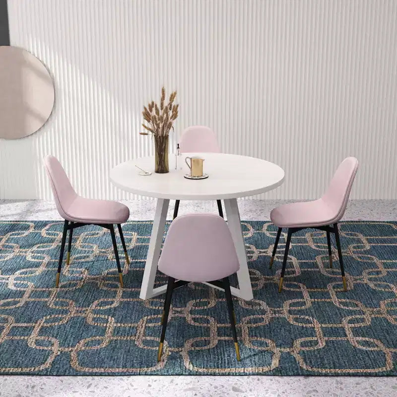 Ensemble de salle à manger rond 5 pièces Roundhill Furniture Evatt, table ronde en bois avec 4 chaises