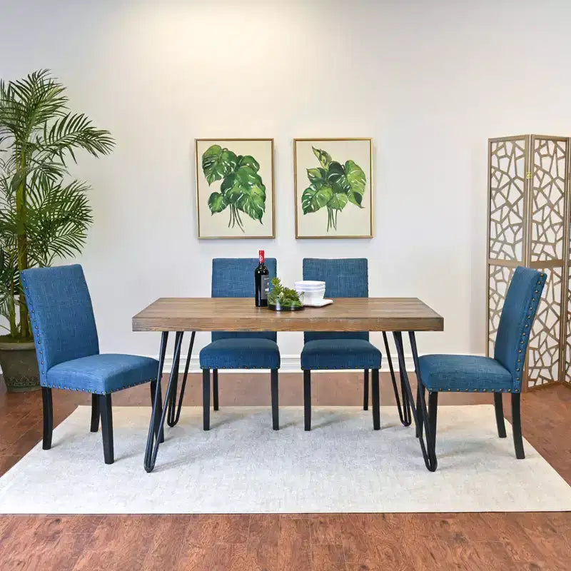 Ensemble de salle à manger Amisos 7 pièces, table à manger Hairpin avec 6 chaises, 3 options de couleur