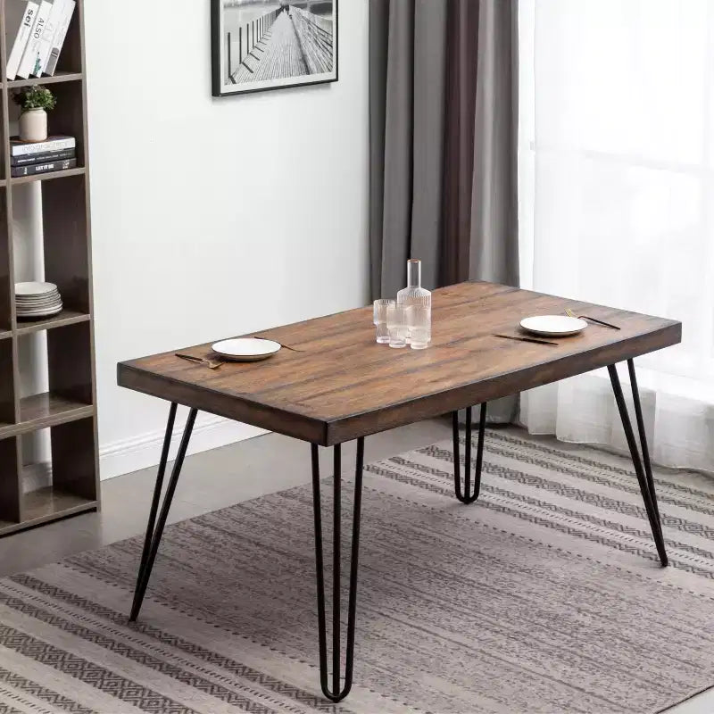 Ensemble de salle à manger Amisos 7 pièces, table à manger Hairpin avec 6 chaises, 3 options de couleur