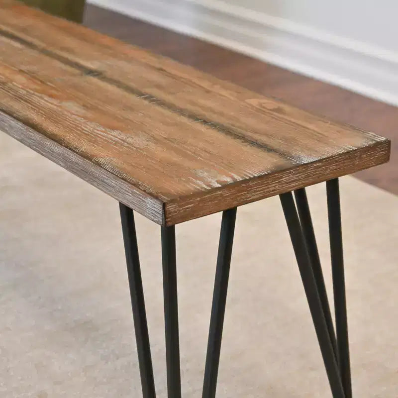 Ensemble de salle à manger Roundhill Furniture Arroyo, table à manger avec pieds épingles, 4 chaises à dossier croisé et banc, noir intense, 6 pièces