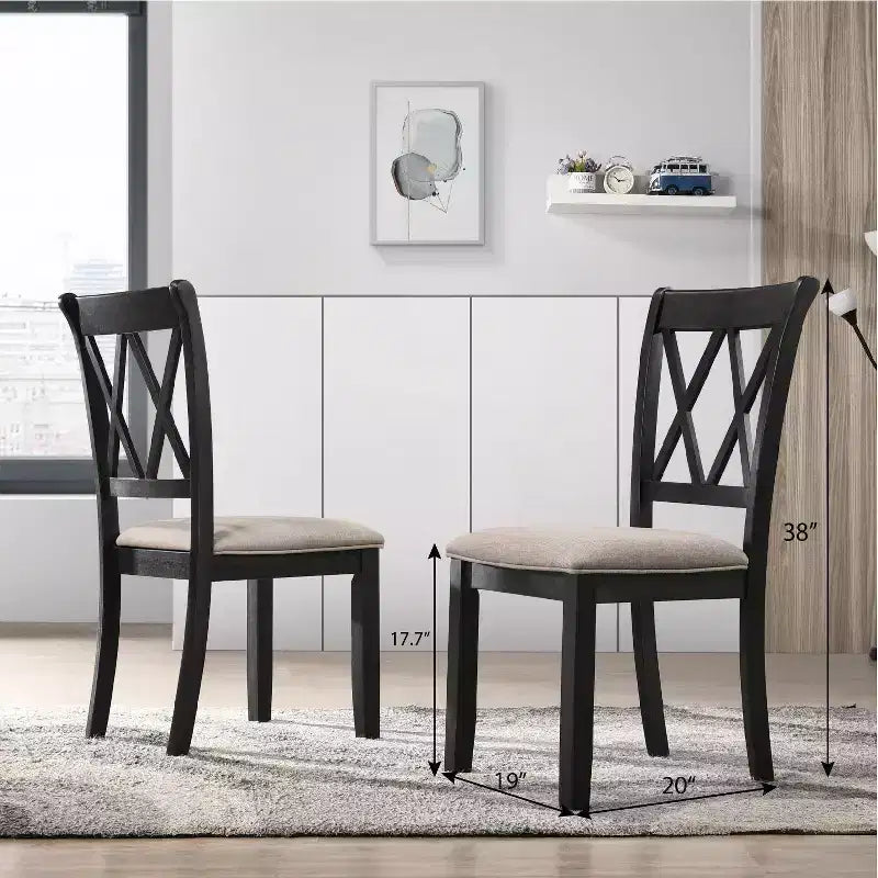 Ensemble de salle à manger Roundhill Furniture Arroyo, table à manger avec pieds épingles, 4 chaises à dossier croisé et banc, noir intense, 6 pièces