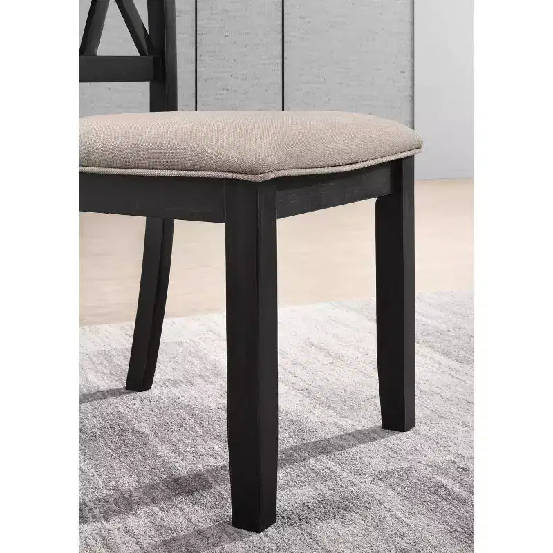 Ensemble de salle à manger Roundhill Furniture Arroyo, table à manger avec pieds épingles, 4 chaises à dossier croisé et banc, noir intense, 6 pièces