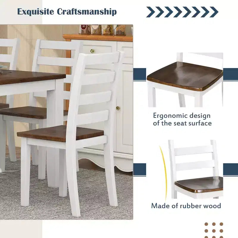 Ensemble de salle à manger Whisen de style rustique 6 pièces avec 4 chaises rembourrées et 1 banc