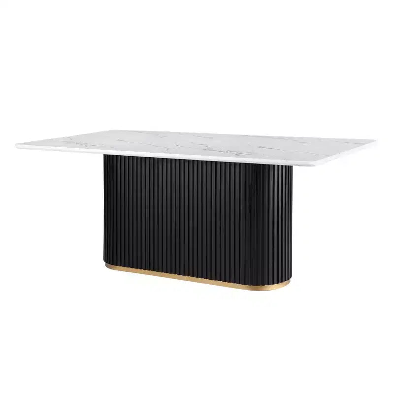 Ensemble de salle à manger moderne 5 pièces, table à manger en faux marbre avec chaises sans accoudoirs en tissu bouclé grises pour la cuisine - Morden Fort
