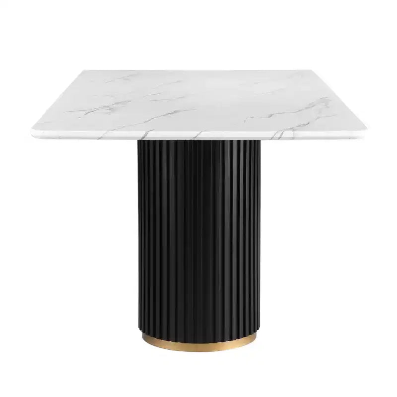 Ensemble de salle à manger moderne 5 pièces, table à manger en faux marbre avec chaises sans accoudoirs en tissu bouclé grises pour la cuisine - Morden Fort