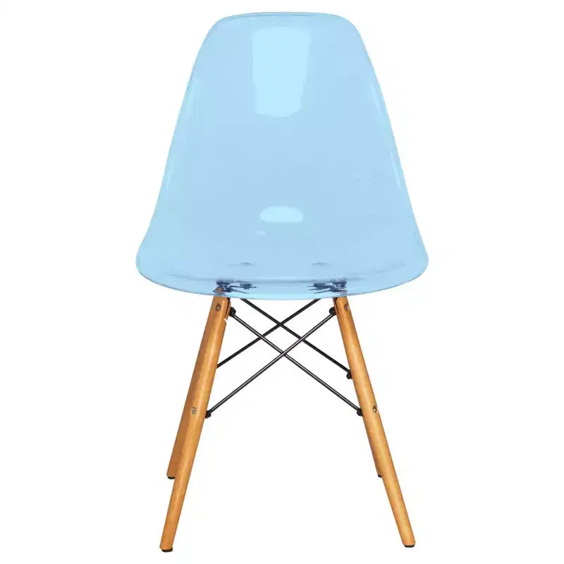 Ensemble de salle à manger 3 pièces Dover de LeisureMod – Table de bistrot ronde en verre transparent de 31 po avec 2 chaises en acrylique avec pieds en bois, cuisine et salle à manger modernes
