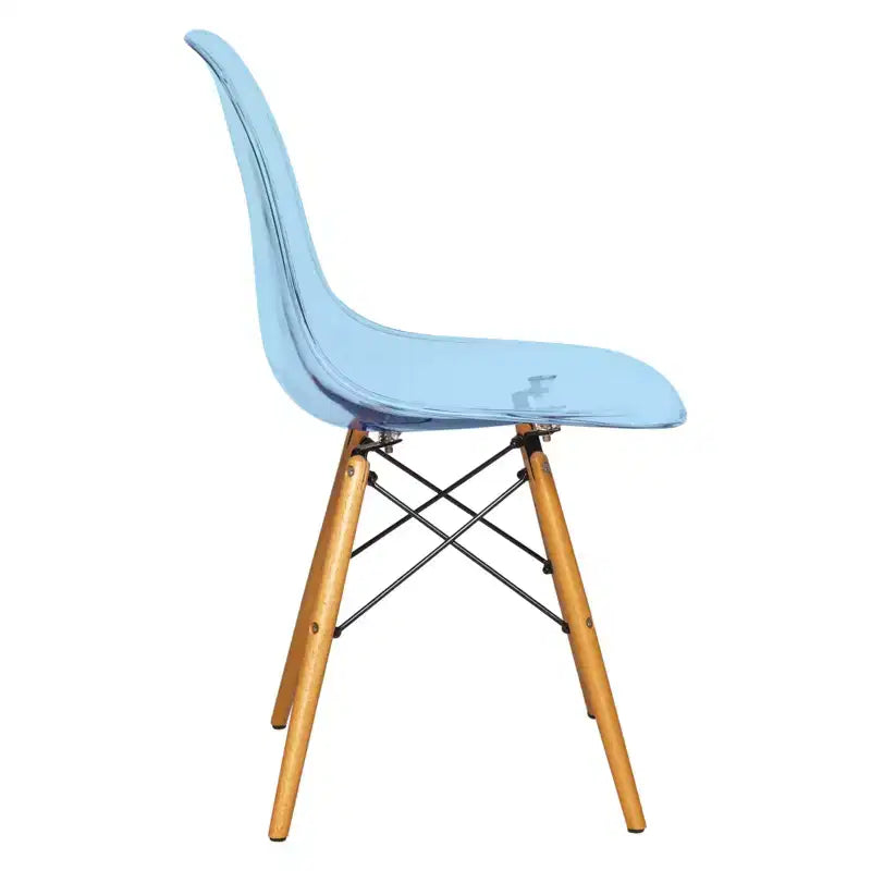 Ensemble de salle à manger 3 pièces Dover de LeisureMod – Table de bistrot ronde en verre transparent de 31 po avec 2 chaises en acrylique avec pieds en bois, cuisine et salle à manger modernes