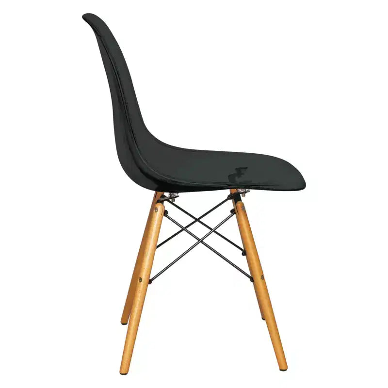 Ensemble de salle à manger 3 pièces Dover de LeisureMod – Table de bistrot ronde en verre transparent de 31 po avec 2 chaises en acrylique avec pieds en bois, cuisine et salle à manger modernes