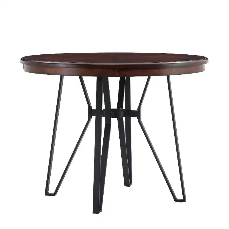 Christopher Knight Home Netia, ensemble de salle à manger moderne 5 pièces en métal et hévéa, hauteur comptoir, brun naturel