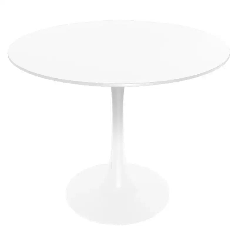 LeisureMod Bristol Ensemble de Salle à Manger 5 Pièces Blanc - Table Ronde et 4 Chaises de Salle à Manger Ergonomiques en Plastique