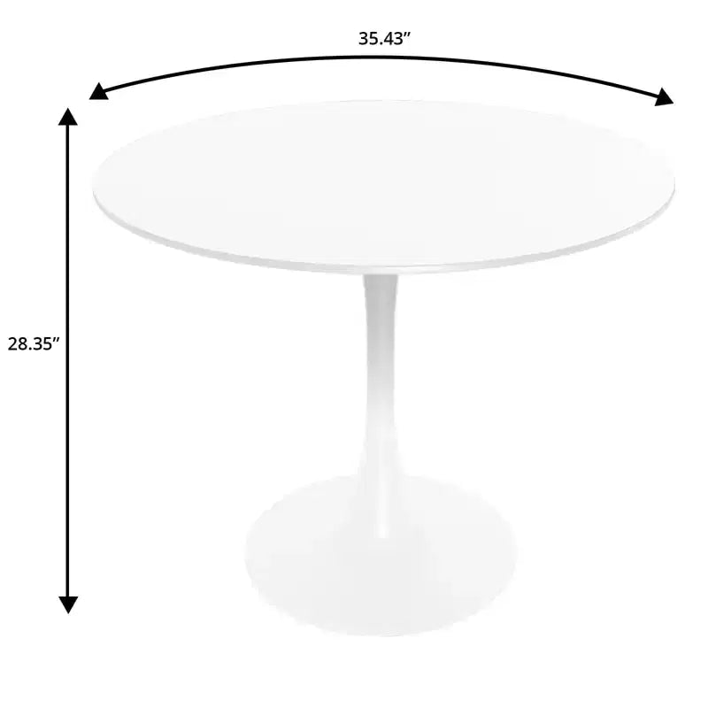 LeisureMod Bristol Ensemble de Salle à Manger 5 Pièces Table à Manger Ronde, 4 Chaises de Salle à Manger en Plastique Pieds Blancs