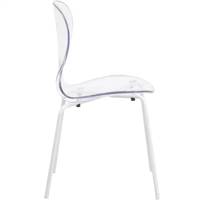 LeisureMod Bristol Ensemble de Salle à Manger 5 Pièces Table à Manger Ronde, 4 Chaises de Salle à Manger en Plastique Pieds Blancs