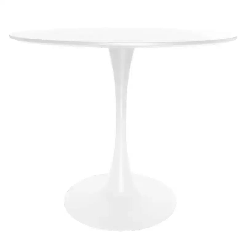 LeisureMod Bristol Ensemble de Salle à Manger 5 Pièces Table à Manger Ronde, 4 Chaises de Salle à Manger en Plastique Pieds Blancs