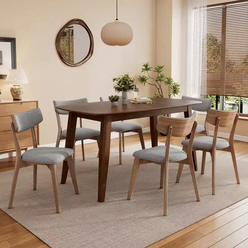 Ensemble de salle à manger rembourré Christopher Knight Home Walton 7 pièces en bois d'hévéa de style milieu de siècle