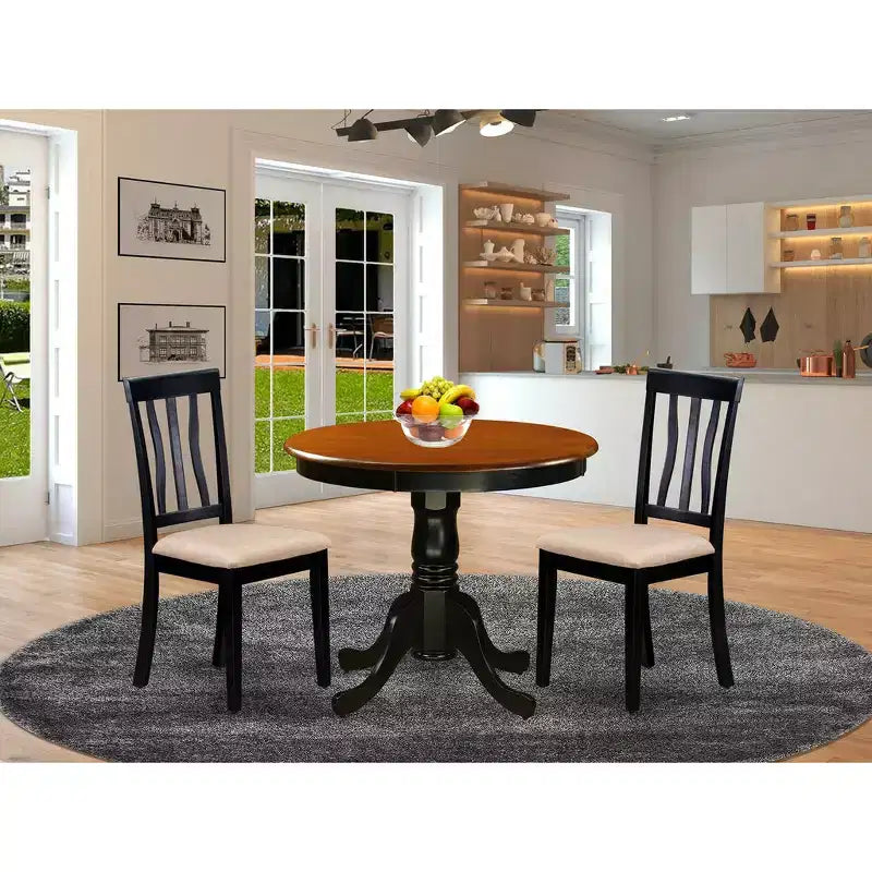 AccueilStockEnsemble de table et 2 chaises de salle à manger noir moderne