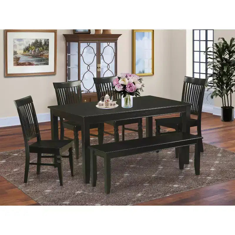 HomeStock Rectangle Kitchen Dining Table Set With 4/6 Chairs