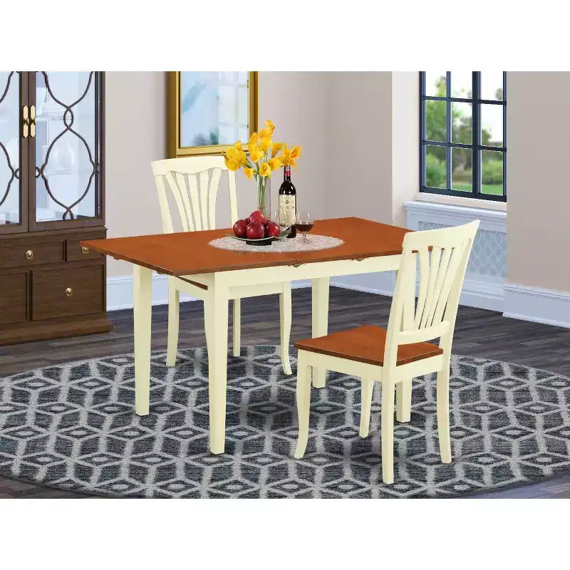 HomeStock Modern Dining Table Set Buttermilk Cherry