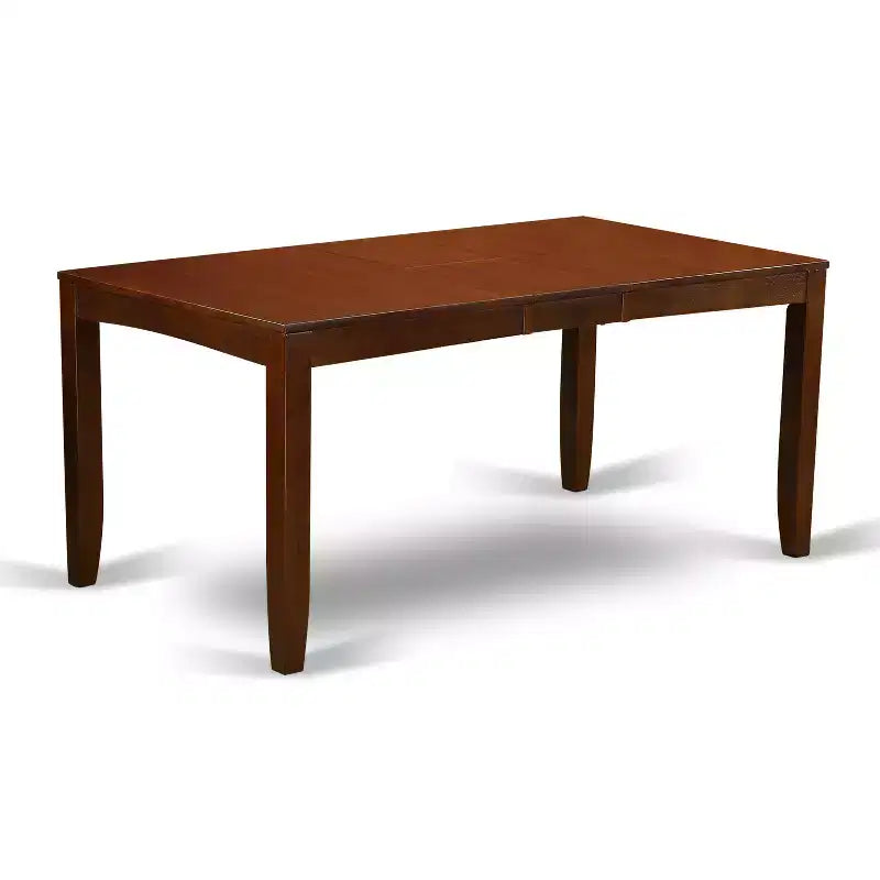 Ensemble table de salle à manger HomeStock avec rallonge papillon et 4 chaises en lin – Finition espresso