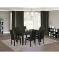 HomeStock 7 Piece Dining Table Set Modern Black Finish