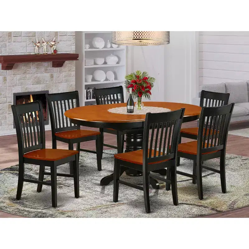 HomeStock KENO7-BCH-W 7 Piece Dining Room Set Black Cherry