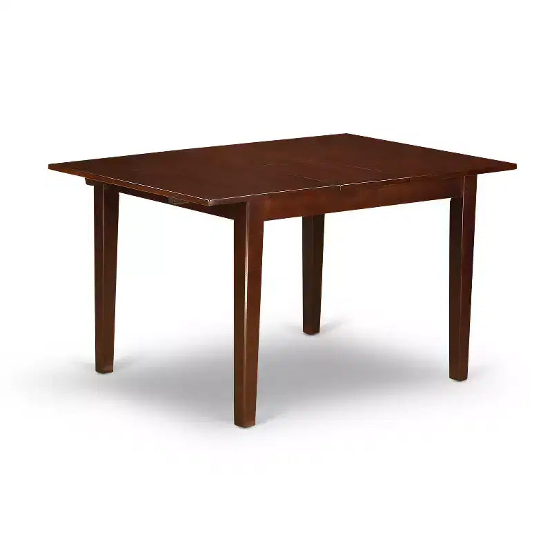 HomeStock – Ensemble de salle à manger 5 pièces, table rectangulaire et 4 chaises en tissu de lin – Acajou