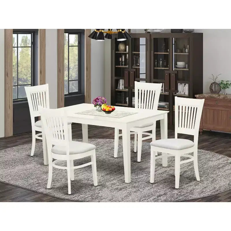 HomeStock Linen White Dining Set Modern Style 10017