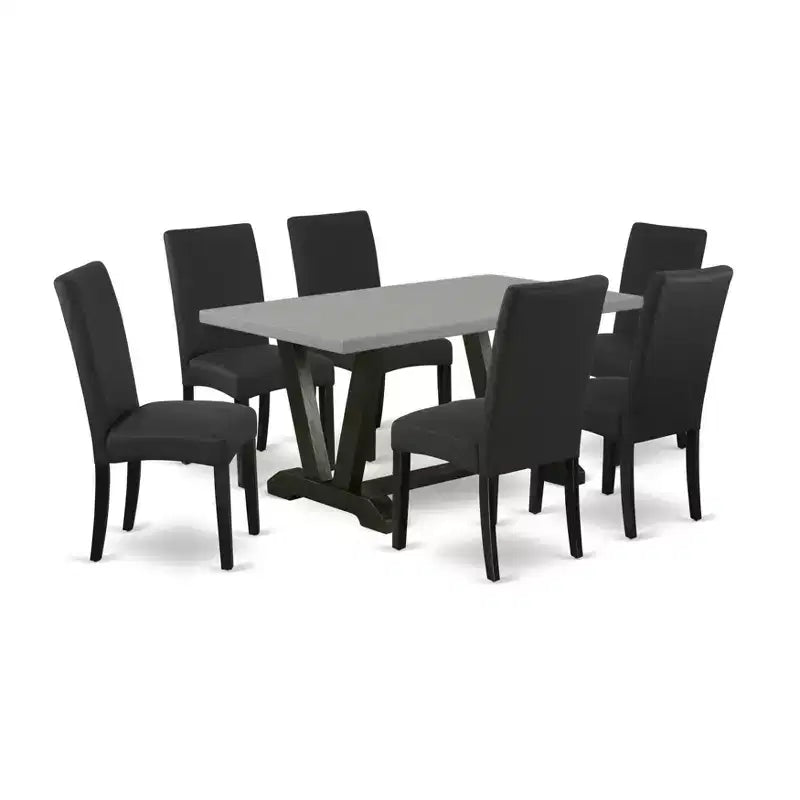 Ensemble de salle à manger rectangulaire HomeStock 7 pièces multicolore avec chaises en tissu de lin