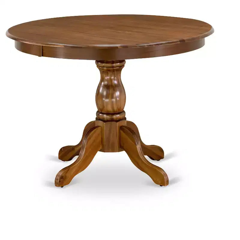 Ensemble de salle à manger HomeStock : table ronde en noyer antique et chaises en lin