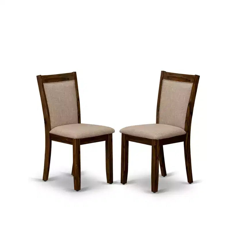 Ensemble de salle à manger HomeStock : table ronde en noyer antique et chaises en lin