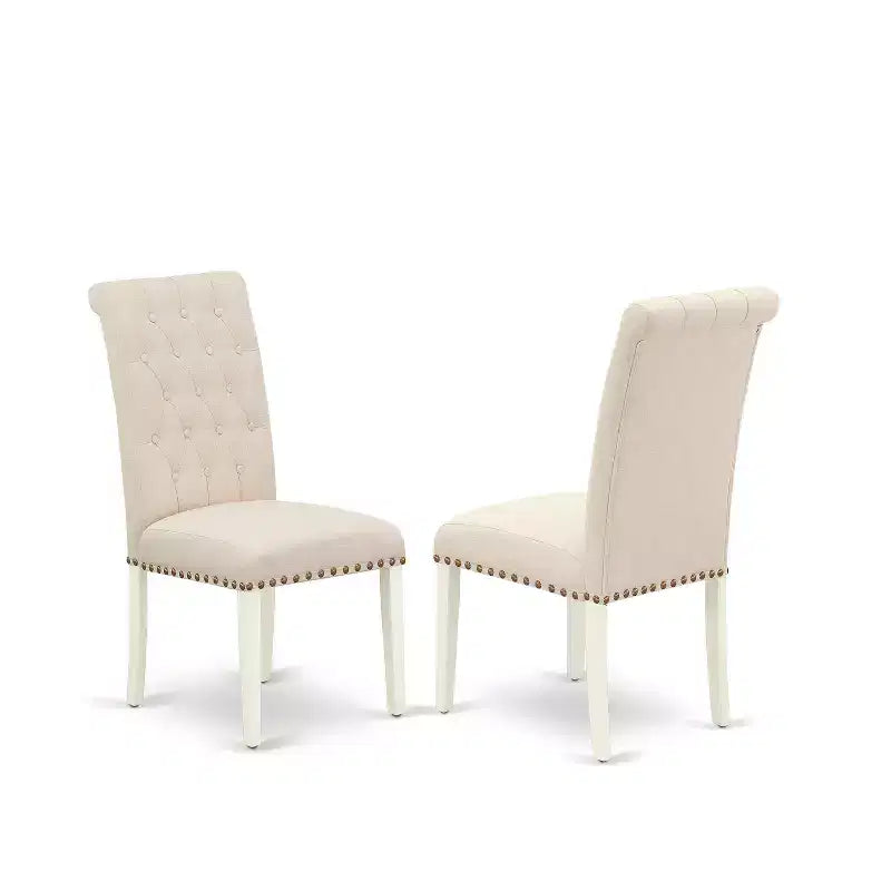 Ensemble table de cuisine 7 pièces HomeStock, chaises Parson en lin blanc