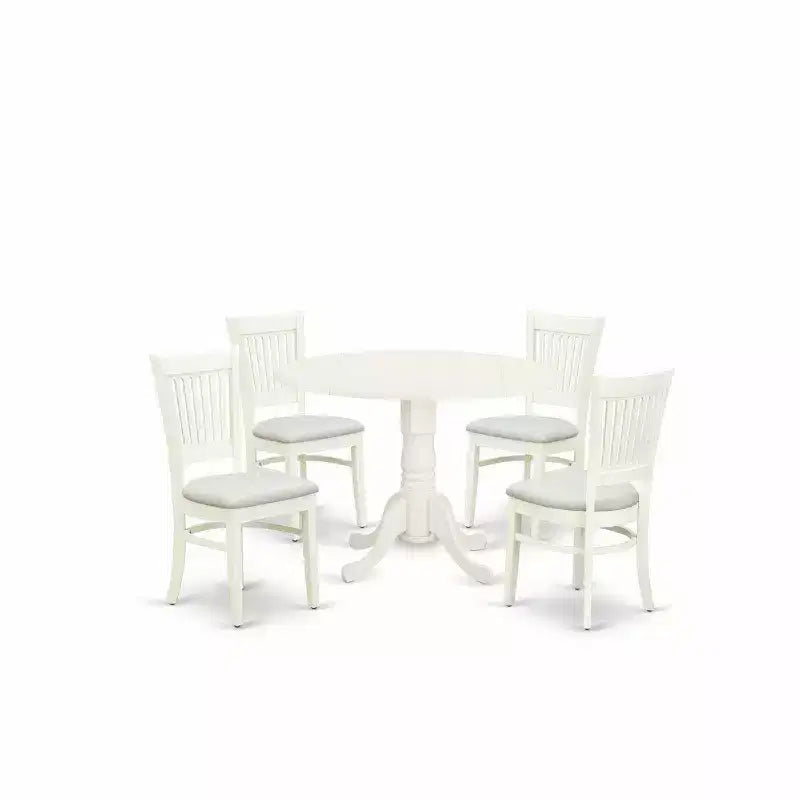 Ensemble de salle à manger 5 pièces rond HomeStock blanc lin