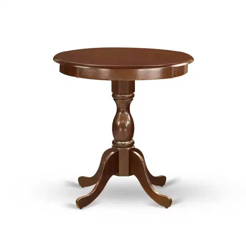 Ensemble de salle à manger HomeStock avec table ronde en bois, finition acajou