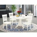 HomeStock AVVA5 Linen White 5 Piece Kitchen Table and Chair Set Modern Style