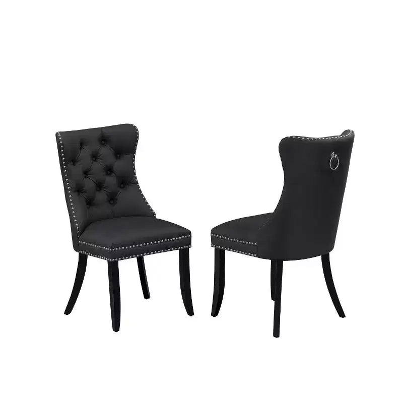 Ensemble table de salle à manger HomeStock, table rectangulaire et 6 chaises, noir et gris foncé