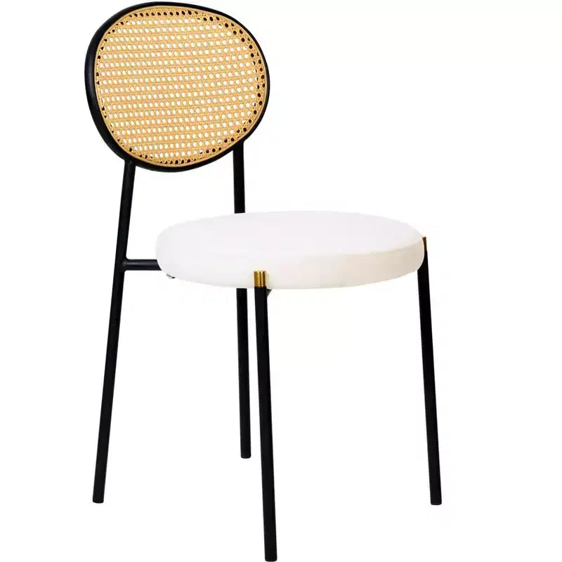 Ensemble de salle à manger LeisureMod 5 pièces - Table à manger ronde 36 po avec dessus en MDF noir et base dorée, 4 chaises de salle à manger en velours avec pieds en acier noir