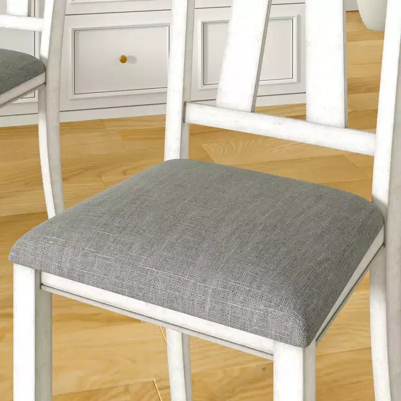Ensemble de salle à manger extensible VECELO rustique 6 pièces, table en bois d'hévéa avec 4 chaises de salle à manger rembourrées sans accoudoirs et banc pour cuisine, gris