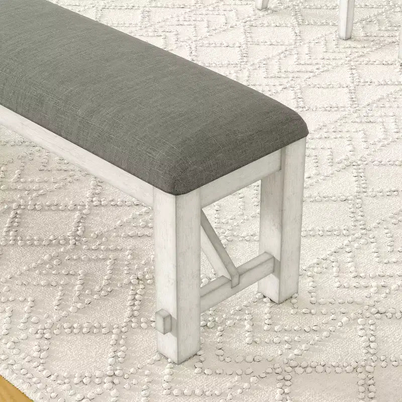Ensemble de salle à manger extensible VECELO rustique 6 pièces, table en bois d'hévéa avec 4 chaises de salle à manger rembourrées sans accoudoirs et banc pour cuisine, gris