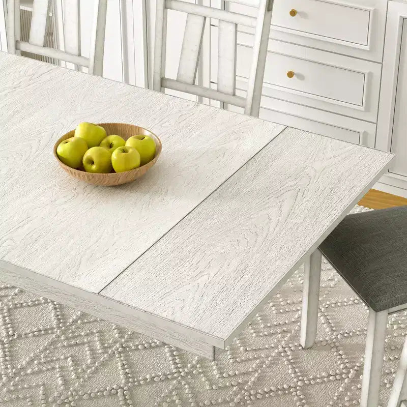Ensemble de salle à manger extensible VECELO rustique 6 pièces, table en bois d'hévéa avec 4 chaises de salle à manger rembourrées sans accoudoirs et banc pour cuisine, gris
