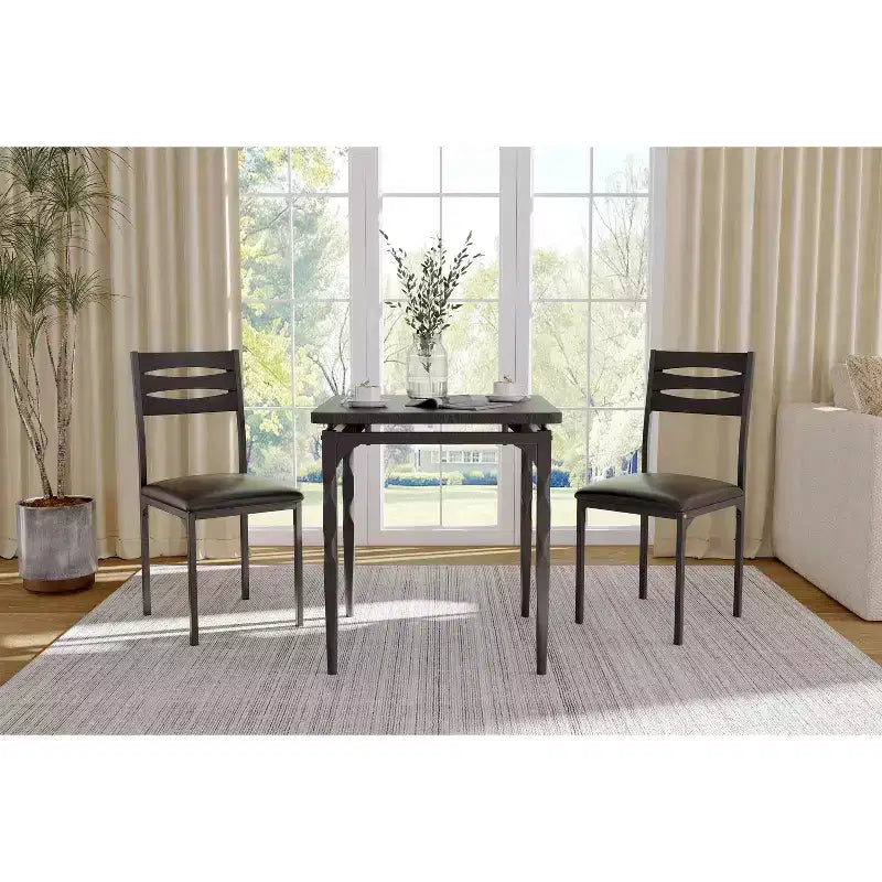 Dining Table Set for 2, 3 Piece Dining Table and Chairs Set of 2, Dining Table Set with Spiral Table Legs for Small Spaces