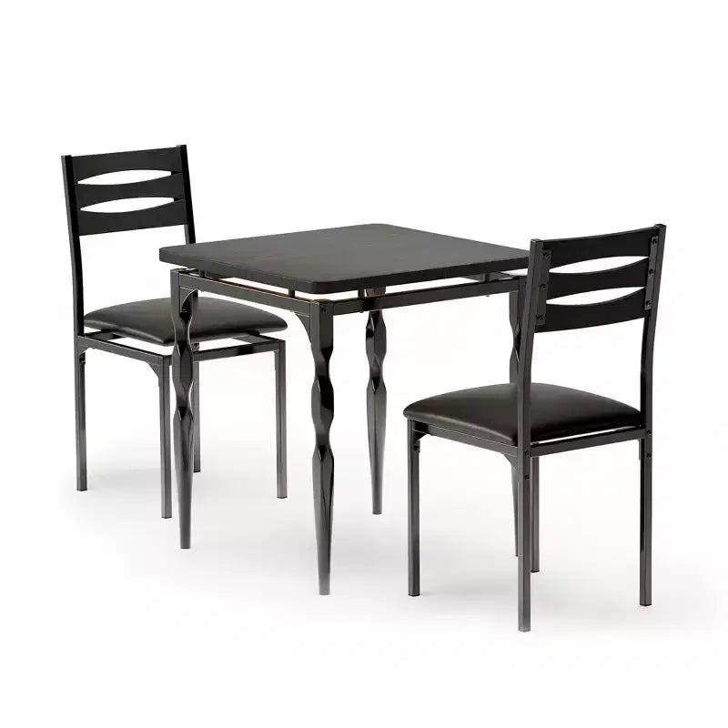 Ensemble Table à Manger pour 2, Ensemble Table et Chaises 3 Pièces pour 2, Ensemble Table à Manger avec Pieds de Table en Spirale pour Petits Espaces