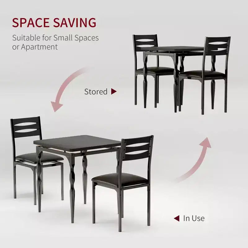 Ensemble Table à Manger pour 2, Ensemble Table et Chaises 3 Pièces pour 2, Ensemble Table à Manger avec Pieds de Table en Spirale pour Petits Espaces