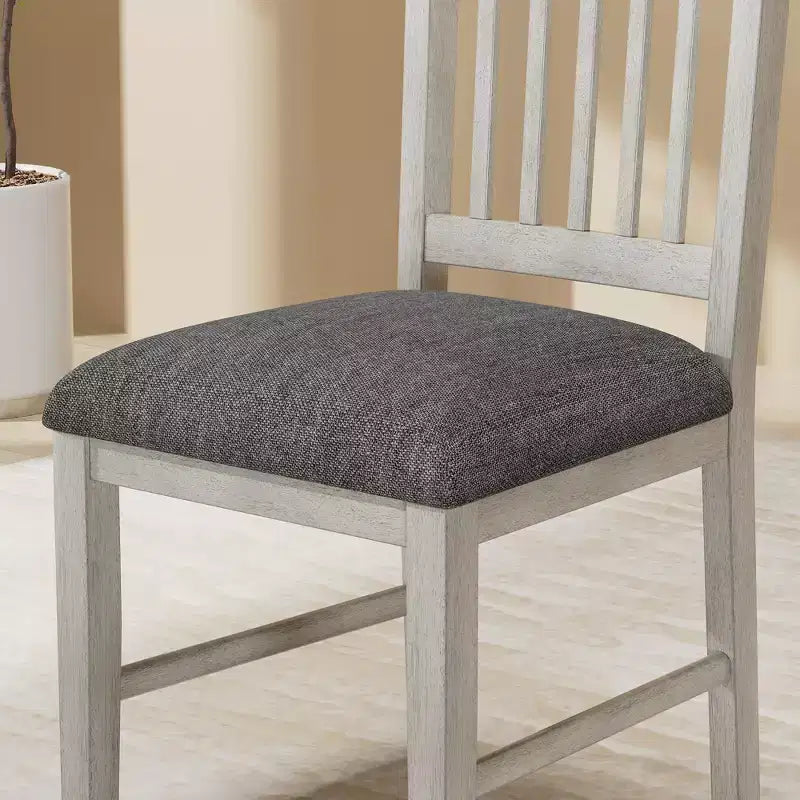Ensemble de table à manger de style ferme VECELO, table en bois d'hévéa et chaises de salle à manger rembourrées, gris