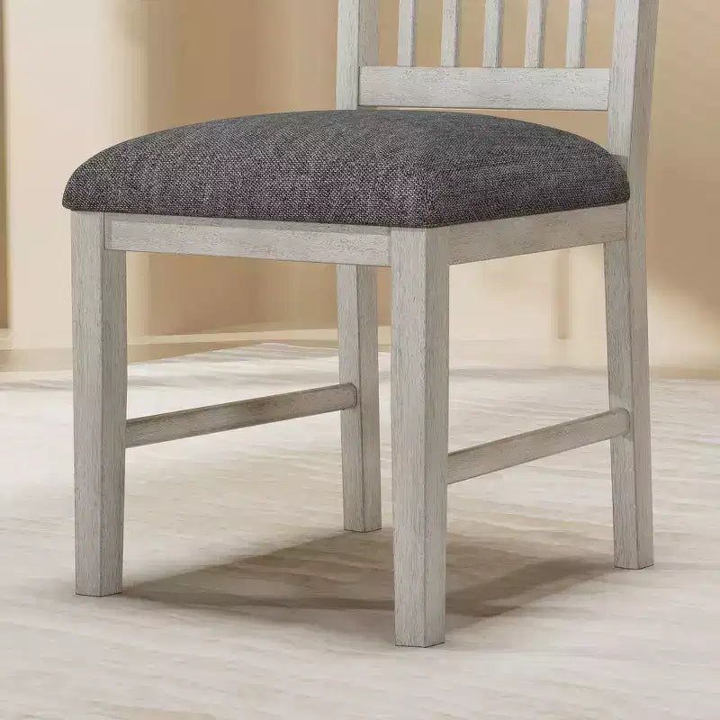 Ensemble de table à manger de style ferme VECELO, table en bois d'hévéa et chaises de salle à manger rembourrées, gris