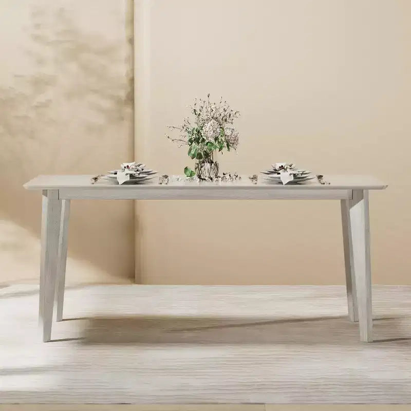 Ensemble de table à manger de style ferme VECELO, table en bois d'hévéa et chaises de salle à manger rembourrées, gris