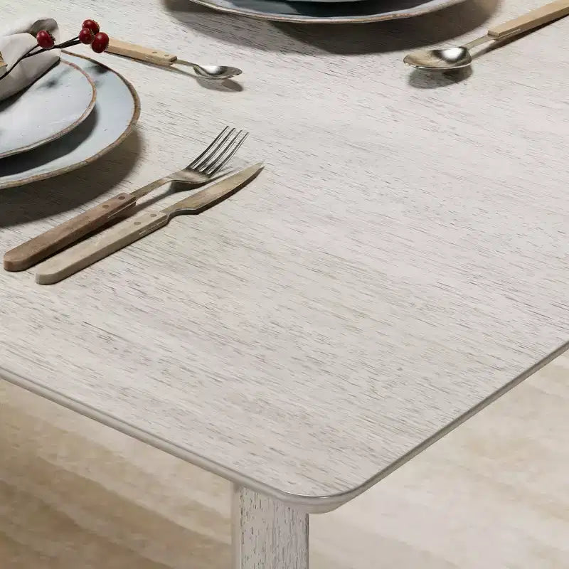 Ensemble de table à manger de style ferme VECELO, table en bois d'hévéa et chaises de salle à manger rembourrées, gris