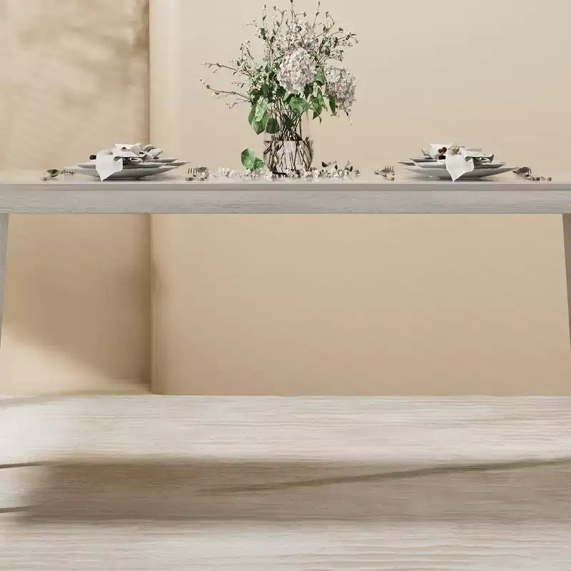 Ensemble de table à manger de style ferme VECELO, table en bois d'hévéa et chaises de salle à manger rembourrées, gris