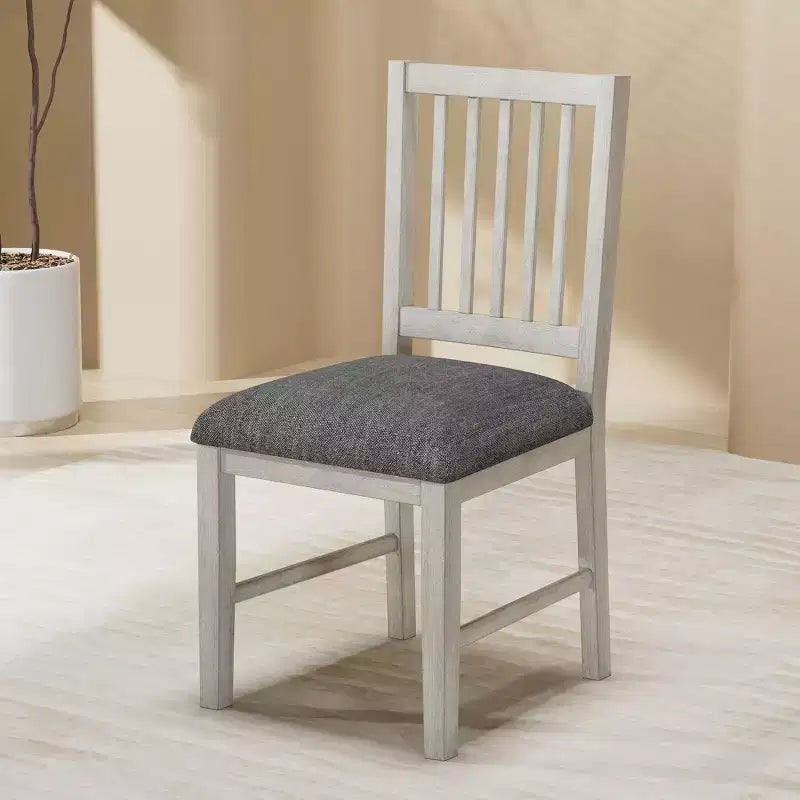 Ensemble de table à manger de style ferme VECELO, table en bois d'hévéa et chaises de salle à manger rembourrées, gris