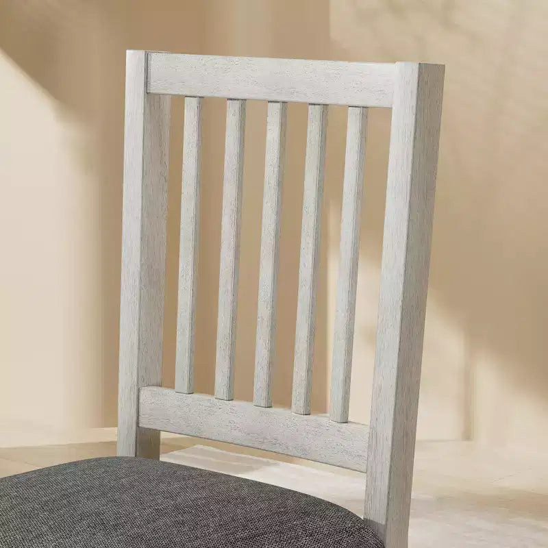 Ensemble de table à manger de style ferme VECELO, table en bois d'hévéa et chaises de salle à manger rembourrées, gris